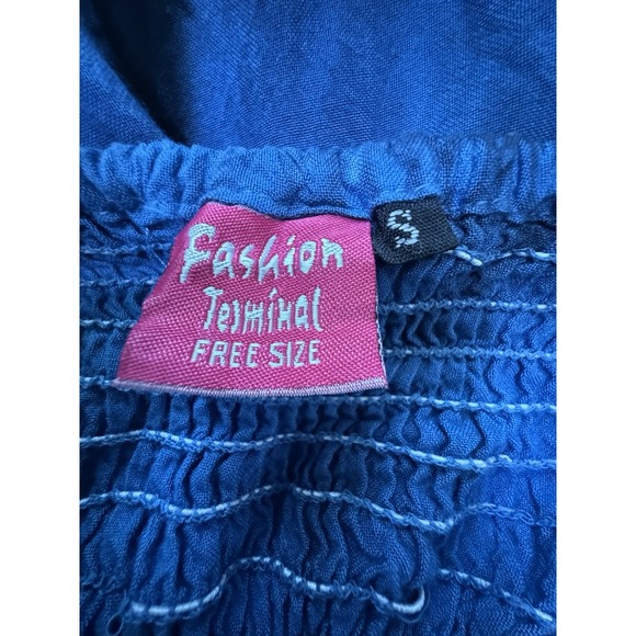 Fashion Terminal Dress Halter Smocked Boho Fairy Festival Embroidered Beachy SM - Picture 13 of 16